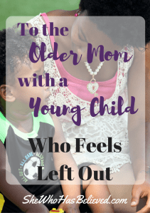 older mom of young child